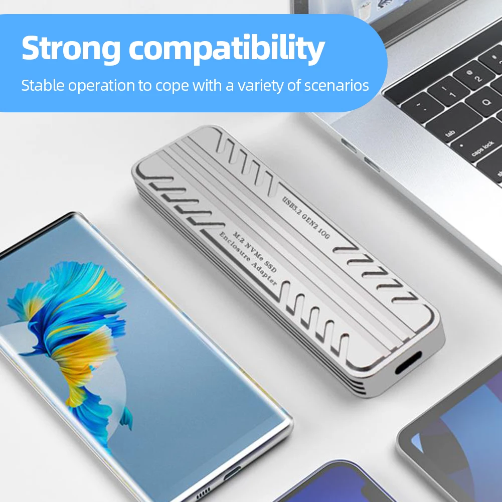 

M.2 NVMe Solid State Drive External Enclosure 10Gbps HDD Storage Box USB 3.2 Gen2 Hard Drive Case for SSD 2230/2242/2260/2280