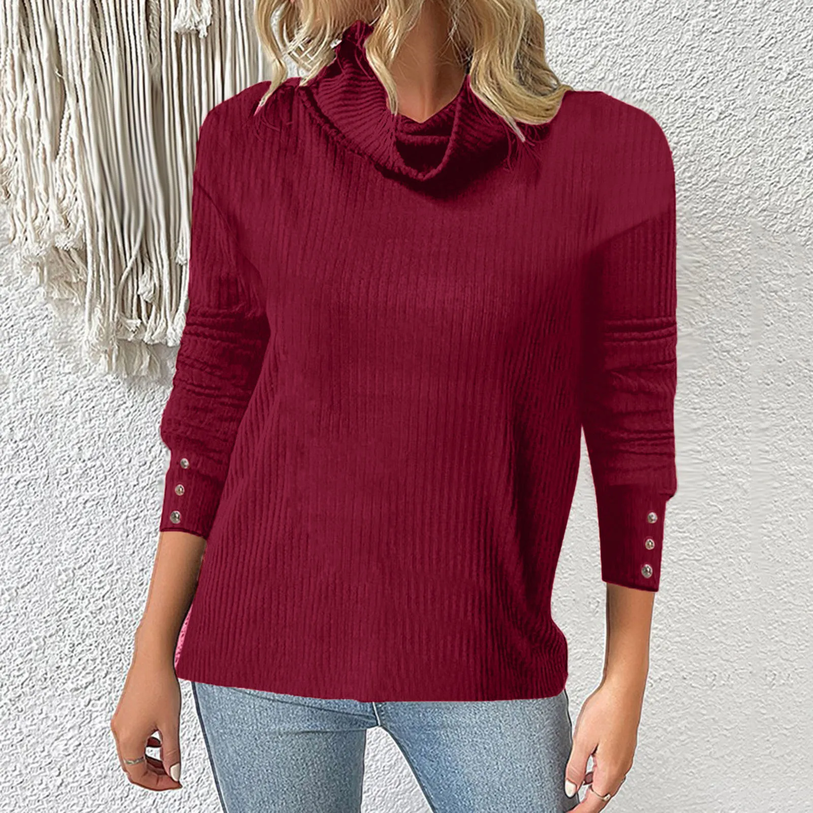 

Slim Fit Tops Scoop Neck Ribbed Knit Pullovers Women Long Sleeve Henley T Shirts Sweatshirt Solid Color Autumn Woman Knitwear