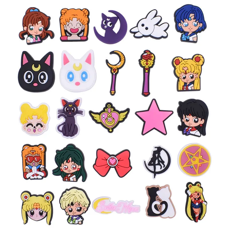 Single Sale 1PCS Japanese Anime PVC Shoe Charms Sailor Moon Shoe Accessories Clog Decoration for Croc Jibz Kids Party X-mas Gift
Single Sale 1PCS Japanese Anime PVC Shoe Charms Sailor Moon Shoe Accessories Clog Decoration for Croc Jibz Kids Party X-mas Gift