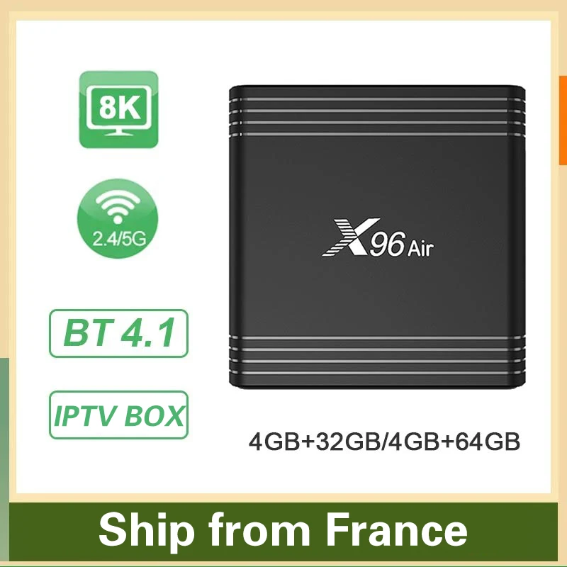 X96 Air IPTV BOX 4 Гб 64 ГБ 32 ГБ S905X3 четырехъядерный 2,4G/Φ WIFI BT HDR медиаплеер 8K Android IPTV BOX X96 Air Ship из Франции 
X96 Air IPTV BOX 4 Гб 64 ГБ 32 ГБ S905X3 четырехъядерный 2,4G/Φ WIFI BT HDR медиаплеер 8K Android IPTV BOX X96 Air Ship из Франции