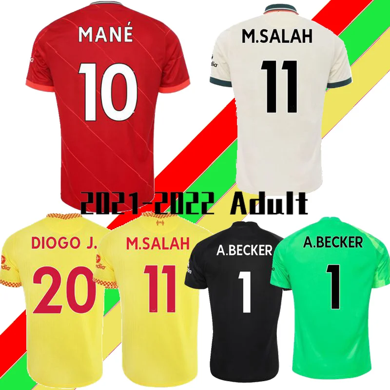 

21/22 Maillot Gardien de but A.BECKER LIVERPOOLES VIRGIL MANÉ M.SALAH J. THIAGO FOOTBALL SHIRT Mens Adult kits UNIFORM t-shirt