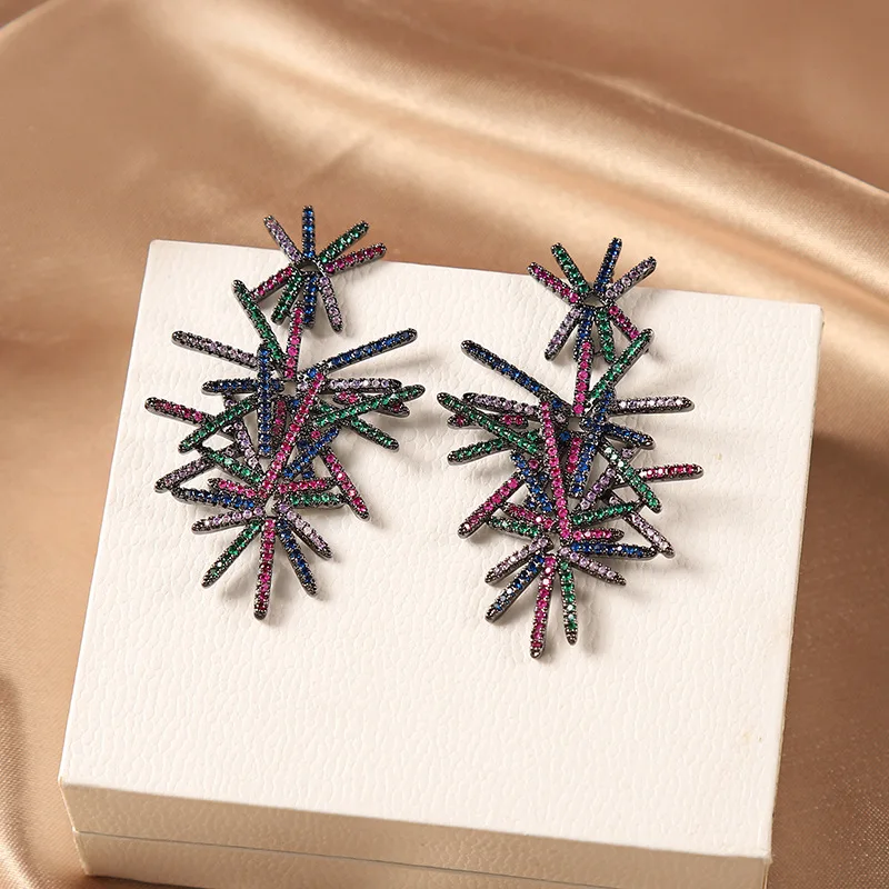 European Style Luxury Full Zircon Fireworks Drop Earring for Women Trend Top Quality Party Dress Wedding Banquet Jewelry Brincos
European Style Luxury Full Zircon Fireworks Drop Earring for Women Trend Top Quality Party Dress Wedding Banquet Jewelry Brincos