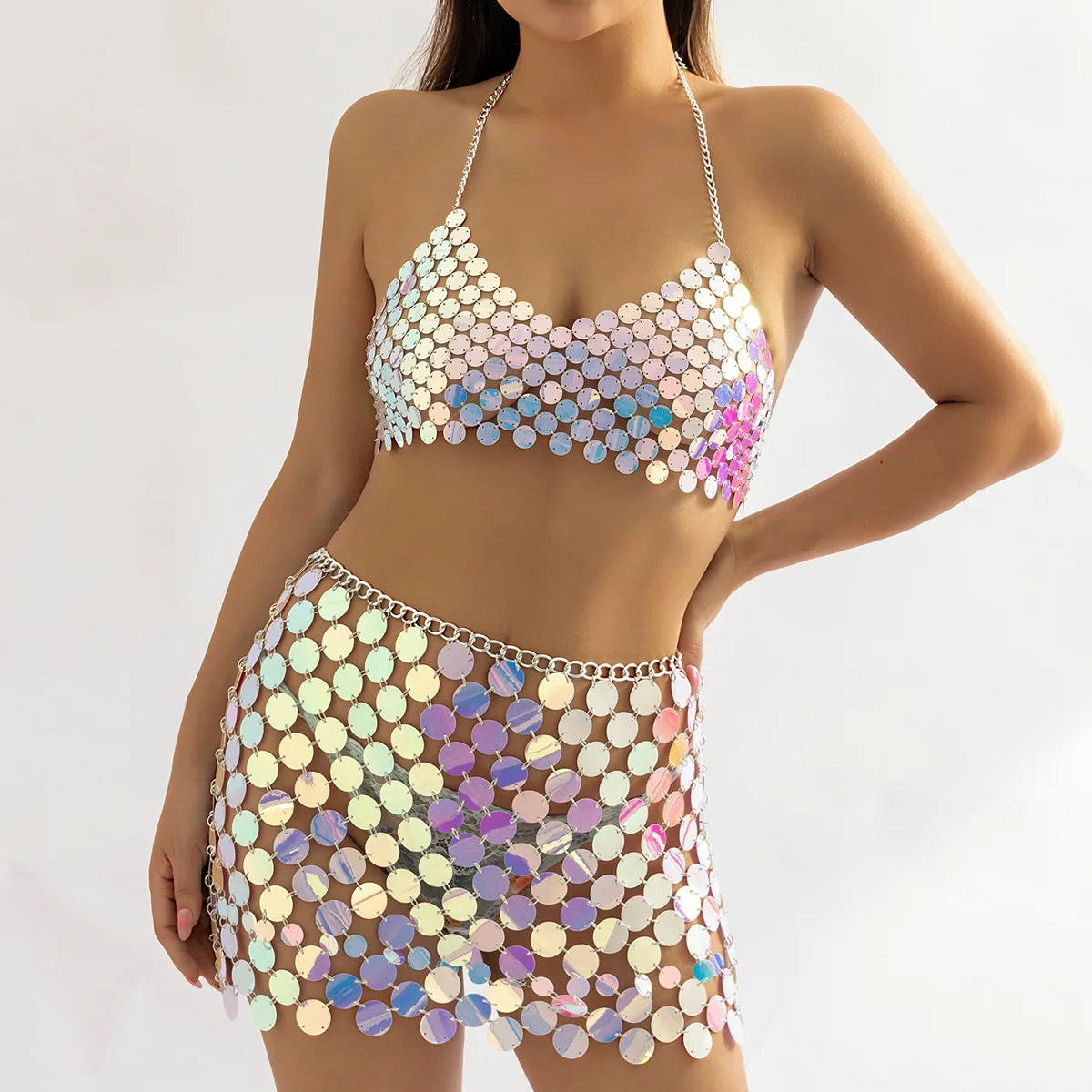 Festive Body Chains Sexy Colorful Sequin Skirt Set Jewelry For Women Fashion Bra Waist Chains Bikini Nightclub Accessories Party
Festive Body Chains Sexy Colorful Sequin Skirt Set Jewelry For Women Fashion Bra Waist Chains Bikini Nightclub Accessories Party