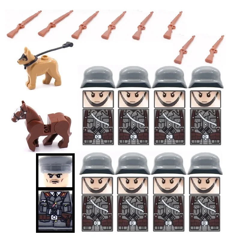 11PCS/lot Infantry Soldier Horse Dog Rifle Guns MOC City SWAT Military Weapons Playmobil Figures Building Block Brick Mini Toys
11PCS/lot Infantry Soldier Horse Dog Rifle Guns MOC City SWAT Military Weapons Playmobil Figures Building Block Brick Mini Toys