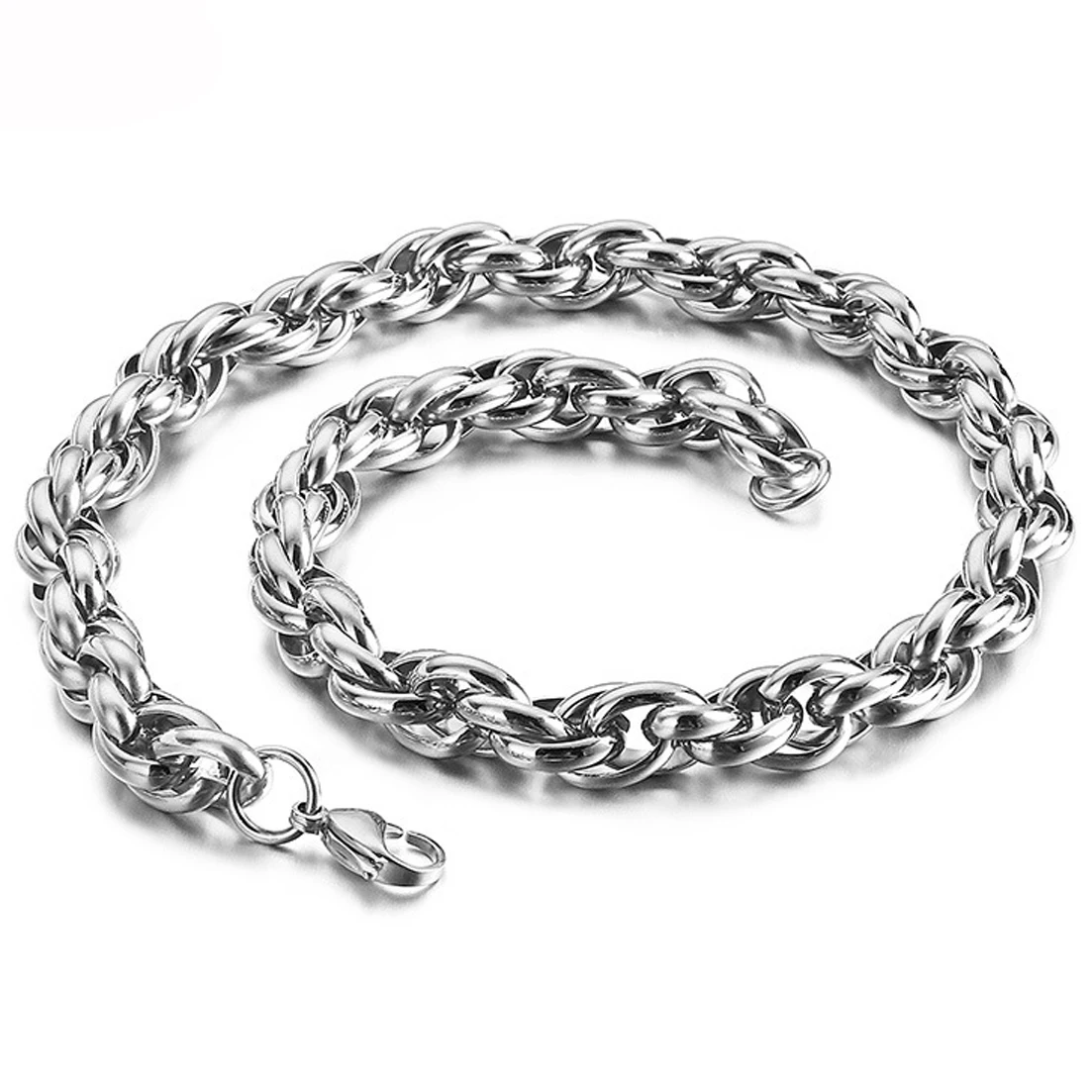 Granny Chic 9mm 11mm Silver Color 316L Stainless Steel Wrist Rope Chain Necklace or Bracelet for Men Women Jewelry Gift 7-40inch
Granny Chic 9mm 11mm Silver Color 316L Stainless Steel Wrist Rope Chain Necklace or Bracelet for Men Women Jewelry Gift 7-40inch