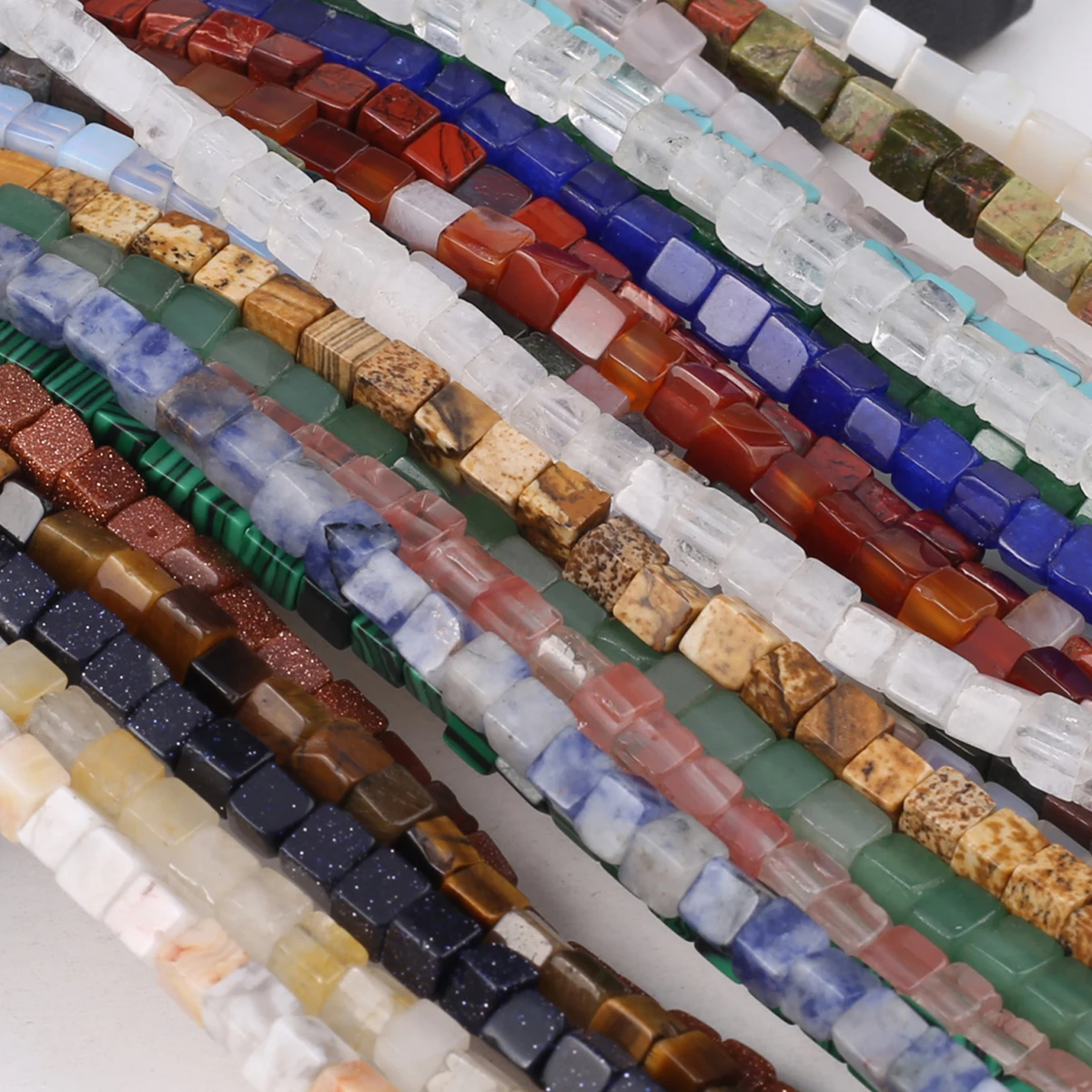 

Natural Stone Beaded Cube Shape Gemstone Isolation Loose Beads for Jewelry Making DIY Personality Necklace Bracelet Accessories