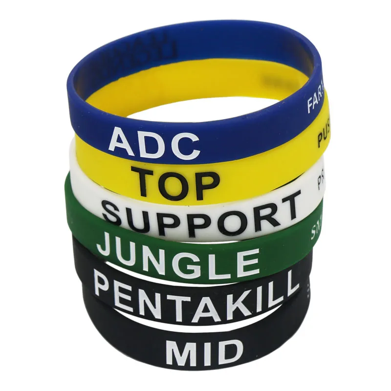 

1PC Game ADC TOP MID SUPPORT JUNGLE PENTAKILL Silicone Wristband Carry Silicone Bracelet Bangles Letters Debossed Band SH040