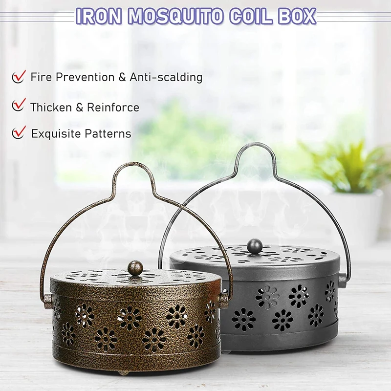 Classic Portable Mosquito Coil Holder with Handle Retro Iron Mosquito Incense Burner Use for Home and Garden
Classic Portable Mosquito Coil Holder with Handle Retro Iron Mosquito Incense Burner Use for Home and Garden