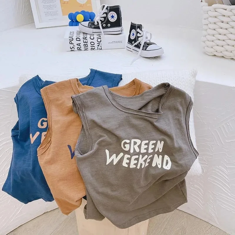 Childrens Boy Tshirts Vests Summer Wear Baby Letters Cartoon Sleeveless Short Kid Clothes Camisetas Sin Mangas Roupa Infantil
Childrens Boy Tshirts Vests Summer Wear Baby Letters Cartoon Sleeveless Short Kid Clothes Camisetas Sin Mangas Roupa Infantil