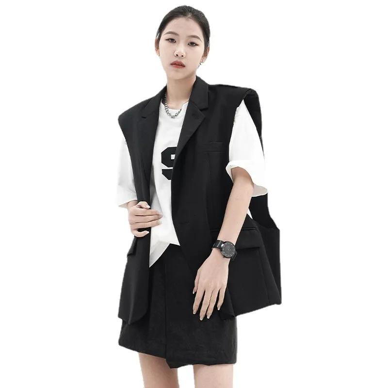 Women's Large Silhouette Sleeveless Suit Vest Spring Summer Korean Version Fashion Trend Loose And Versatile Casual Black Coat 
Women's Large Silhouette Sleeveless Suit Vest Spring Summer Korean Version Fashion Trend Loose And Versatile Casual Black Coat