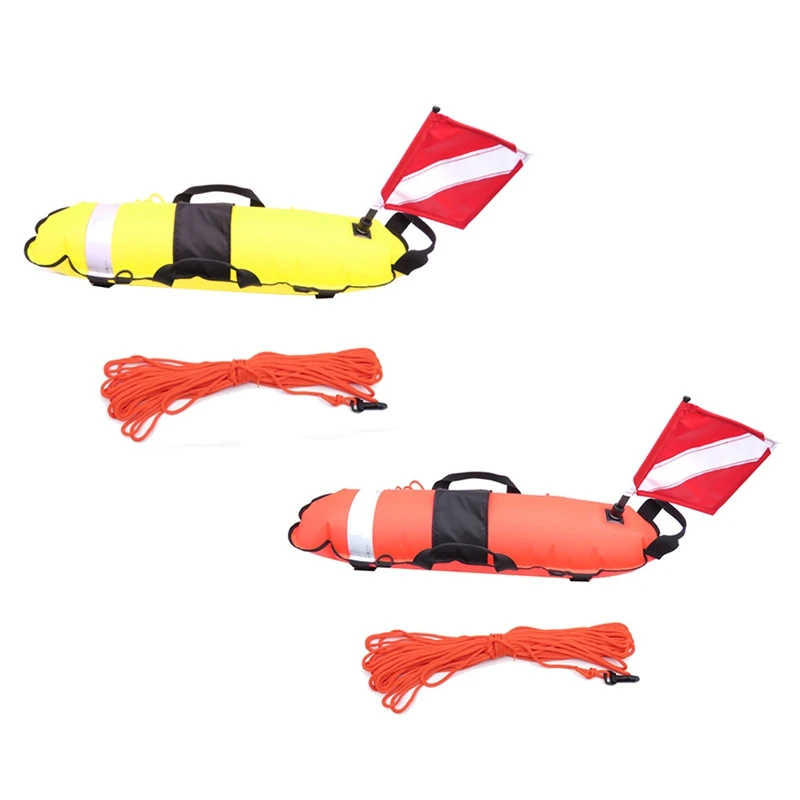 

Inflation Diver Down Safety Surface Marker Buoy Signal Float With Flag And Rope,For Freediving Snorkeling