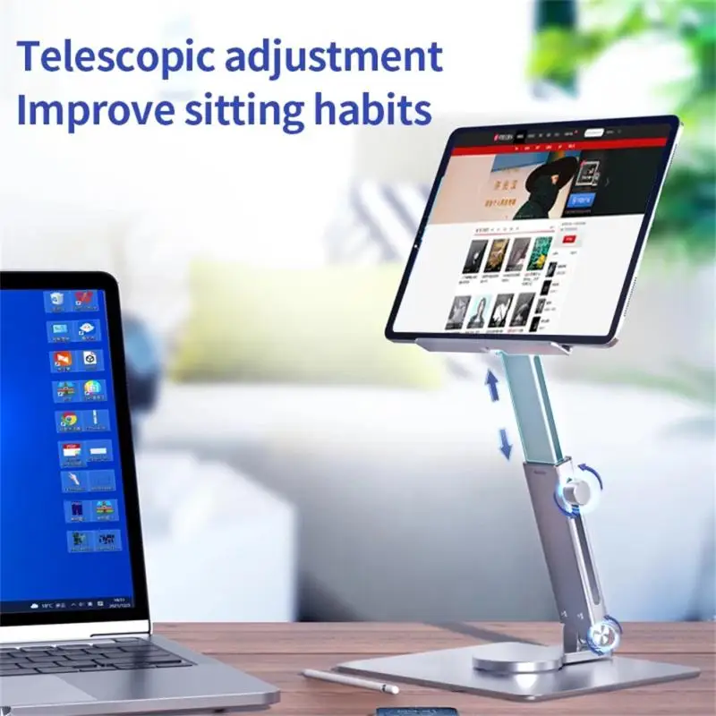

Tablet Stand Desk Adjustable Foldable Holder for iPad Tablet Laptop Aluminum Tablet Stand Desk Riser 360° Rotate Bracket Support