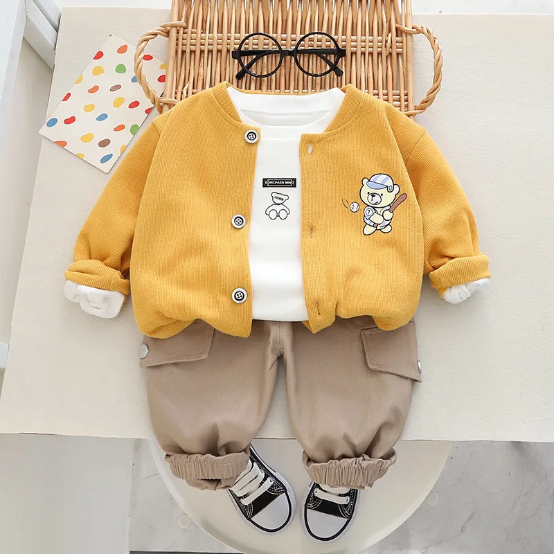 New Spring Autumn Baby Boy Clothes 18 to 24 Months Casual Cartoon Cardigan Jackets White T-shirts Pants 3PCS Tracksuits for Kids
New Spring Autumn Baby Boy Clothes 18 to 24 Months Casual Cartoon Cardigan Jackets White T-shirts Pants 3PCS Tracksuits for Kids