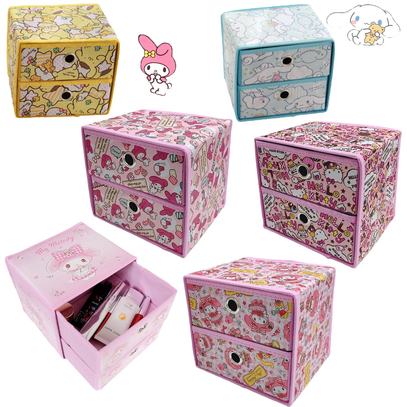 Kawaii Sanrios Cinnamonroll My Melody Anime Cartoon Oxford cloth foldable drawer cosmetic storage box underwear socks Organizer
Kawaii Sanrios Cinnamonroll My Melody Anime Cartoon Oxford cloth foldable drawer cosmetic storage box underwear socks Organizer