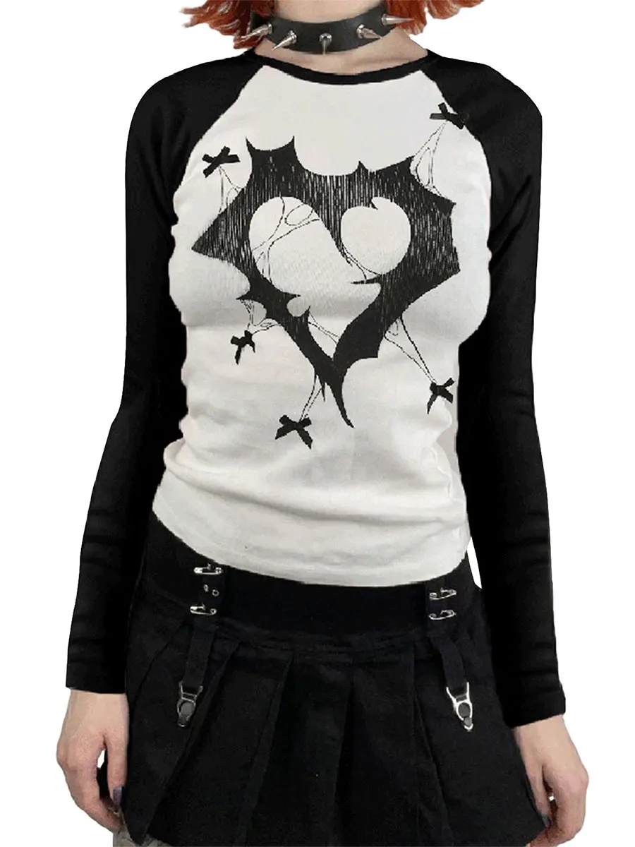 Women Vintage Shirt Fairy Grunge Long Sleeve Heart Print Crop Tops 90s Round Neck Slim Fit T Shirt
Women Vintage Shirt Fairy Grunge Long Sleeve Heart Print Crop Tops 90s Round Neck Slim Fit T Shirt