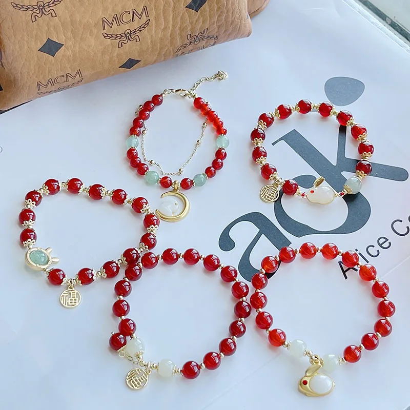 Ruifan New Animal Year Rabbit Natural Red Agate Hetian Jade Fashion Beaded Bracelets for Women Female Fine Jewelry Gift YBR742
Ruifan New Animal Year Rabbit Natural Red Agate Hetian Jade Fashion Beaded Bracelets for Women Female Fine Jewelry Gift YBR742
