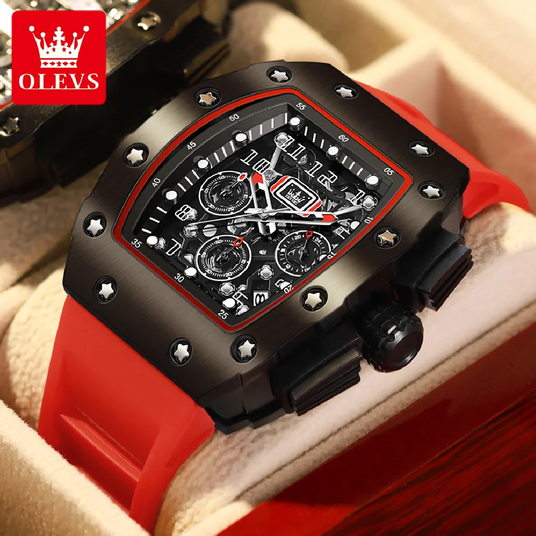 OLEVS Men's Watch Tonneau Wristwatch Quartz Hollow Out Watches Waterproof Stylish Design with Silicone Strap
OLEVS Men's Watch Tonneau Wristwatch Quartz Hollow Out Watches Waterproof Stylish Design with Silicone Strap