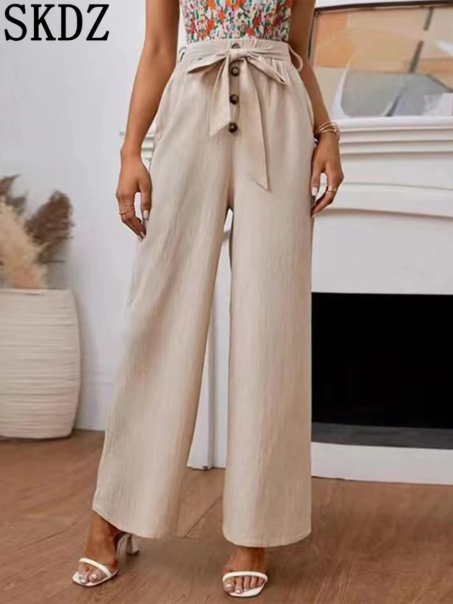 Solid Cotton Hemp Waist Strap Design Loose Wide Leg Pants 2023 Summer New Fashion Casual Women's Versatile Straight Leg Pants
Solid Cotton Hemp Waist Strap Design Loose Wide Leg Pants 2023 Summer New Fashion Casual Women's Versatile Straight Leg Pants