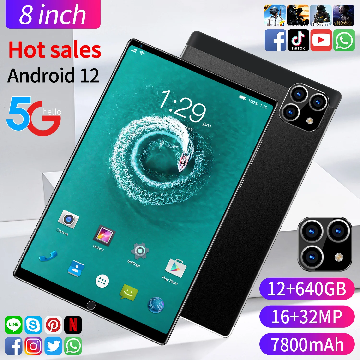 Android 12 Tablet 7800mAh GPS Qualcomm 870 10 Core Google Play WIFI Pad 8+ 128GB Dual SIM 48MP Hot Sale Laptop 8 Inch PC
Android 12 Tablet 7800mAh GPS Qualcomm 870 10 Core Google Play WIFI Pad 8+ 128GB Dual SIM 48MP Hot Sale Laptop 8 Inch PC