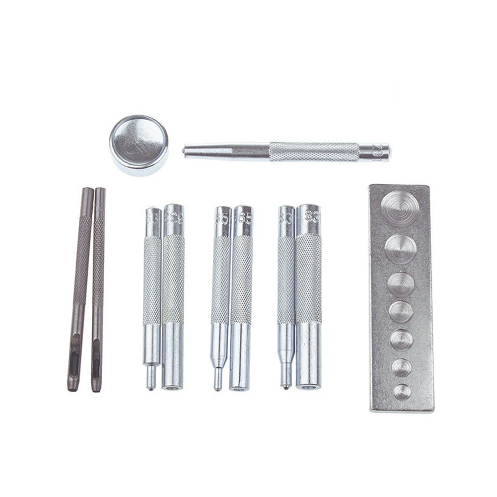11 Pcs Hole Punching Set Leather Tools Buttons Rivet Setter Press Studs 45# Steel For Craft DIY Making Manual Tools Accessories
11 Pcs Hole Punching Set Leather Tools Buttons Rivet Setter Press Studs 45# Steel For Craft DIY Making Manual Tools Accessories