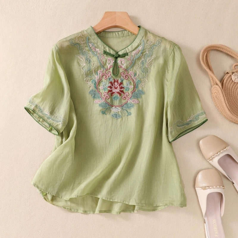 Cotton Linen Women's Shirt Summer 2023 New Embroidery Vintage Blouses Loose Short Sleeve Top V-neck Ladies Clothing YCMYUNYAN
Cotton Linen Women's Shirt Summer 2023 New Embroidery Vintage Blouses Loose Short Sleeve Top V-neck Ladies Clothing YCMYUNYAN