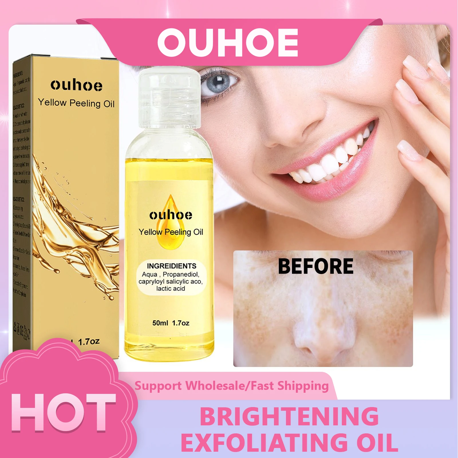Yellow Peeling Oil Brightening Exfoliating Deeply Cleans Sebum Dirt Removes Pigmentation Fades Freckles Blemishes Firming Skin
Yellow Peeling Oil Brightening Exfoliating Deeply Cleans Sebum Dirt Removes Pigmentation Fades Freckles Blemishes Firming Skin