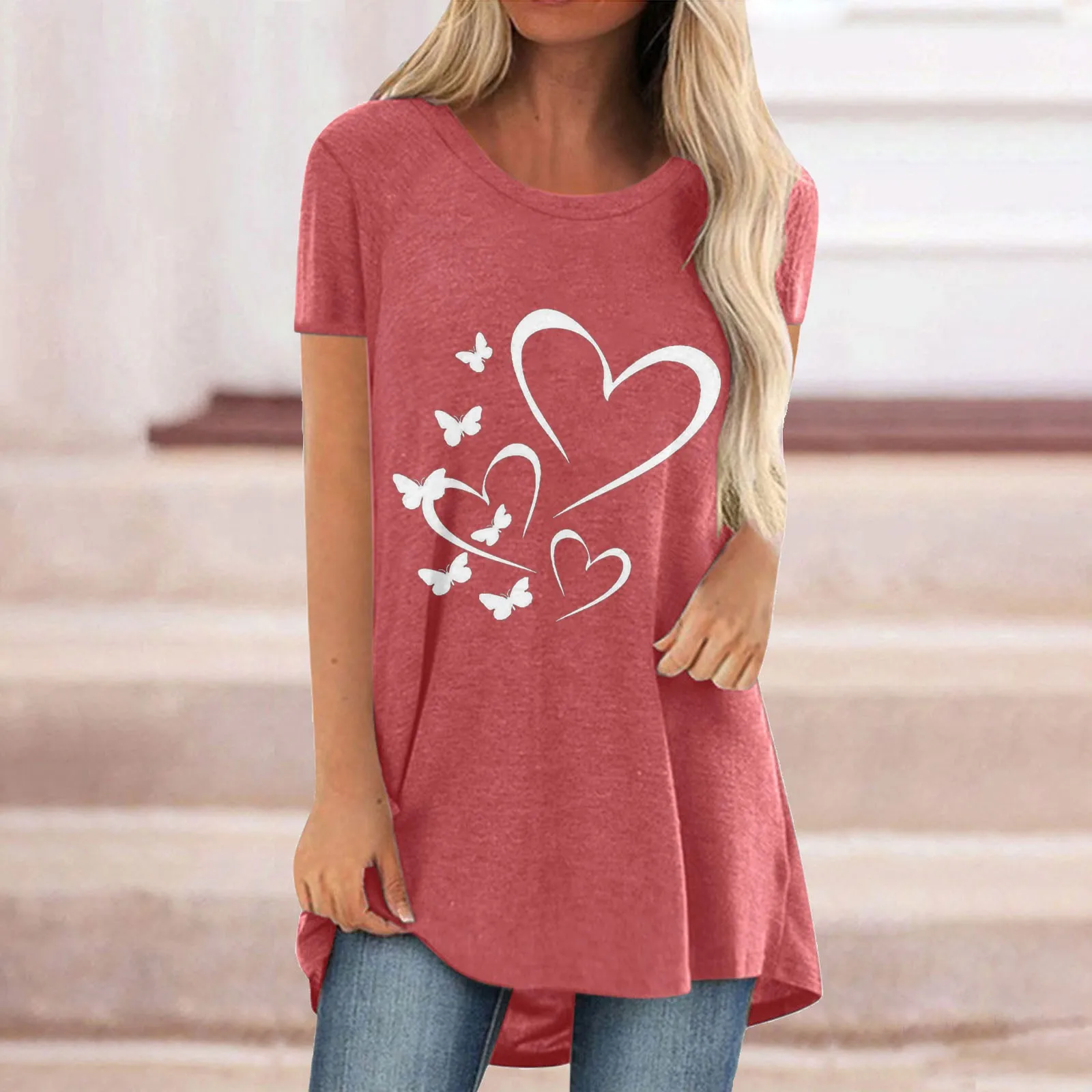 Summer Womens Short Sleeve Crew Neck Floral Petal Printed T Shirt Top T Shirts for Women Loose Long Sleeve Silk Women Shirt
Summer Womens Short Sleeve Crew Neck Floral Petal Printed T Shirt Top T Shirts for Women Loose Long Sleeve Silk Women Shirt