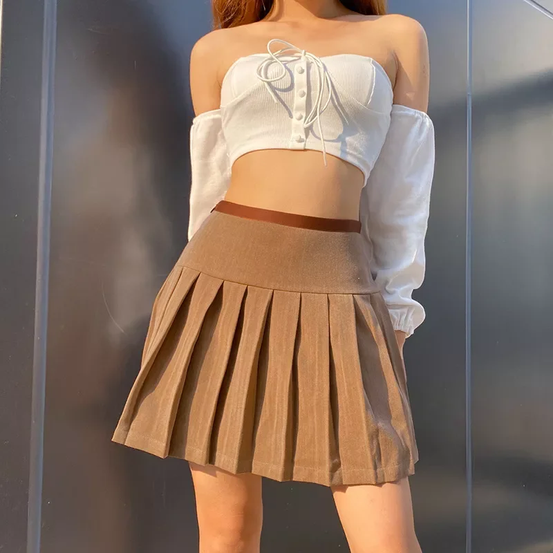 Khaki Preppy Style Pleated Skirts Womens High Waisted Mini Short Skirt Ladies Casual Tie Up Bandage Skirt Autumn 2022
Khaki Preppy Style Pleated Skirts Womens High Waisted Mini Short Skirt Ladies Casual Tie Up Bandage Skirt Autumn 2022
