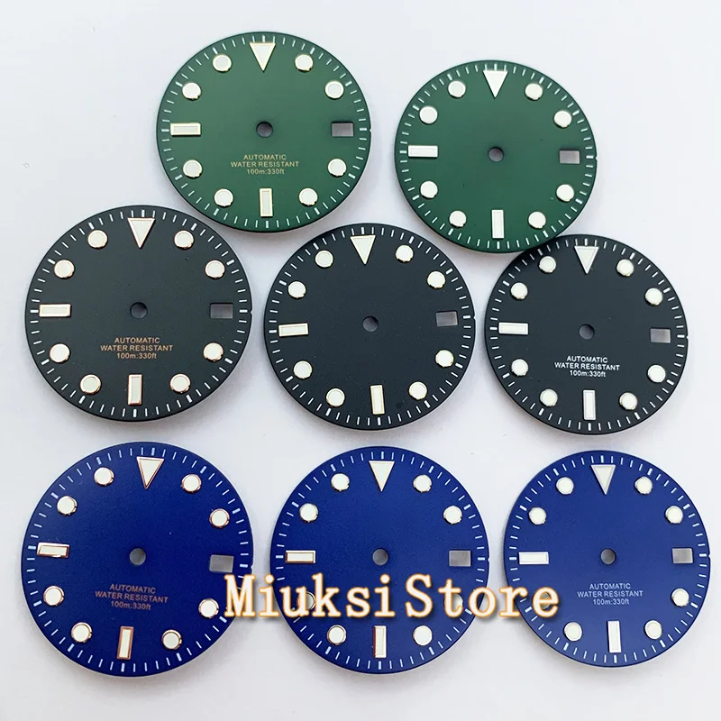 

29mm NH35 Watch dial Sterile Black Green Blue Pink Watch Dial With Date Window For NH35 NH35A Automatic Movement Accessory Parts