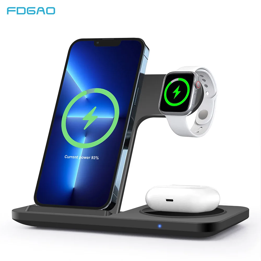 

3 in 1 Wireless Charger For iPhone 14 13 12 11 XS XR X 8 Apple iWatch 7 6 SE AirPods Pro 15W Fast Charging Dock Station Chargers