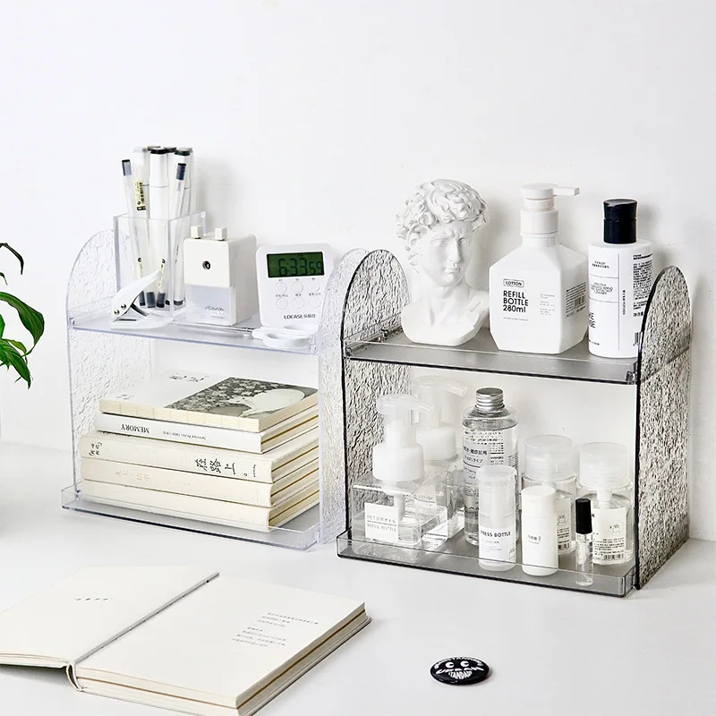 Transparent Double-layer Desktop Shelf Cosmetics Storage Shelf In Bedroom Dormitory Multi-functional Organizer Shelf 
Transparent Double-layer Desktop Shelf Cosmetics Storage Shelf In Bedroom Dormitory Multi-functional Organizer Shelf
