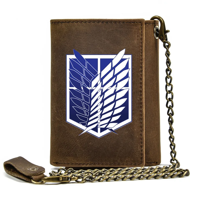 High Quality Men Genuine Leather Wallet Anti Theft Hasp With Iron Chain Attack on Titan Wing Sign Cover Card Holder Short Purse
High Quality Men Genuine Leather Wallet Anti Theft Hasp With Iron Chain Attack on Titan Wing Sign Cover Card Holder Short Purse