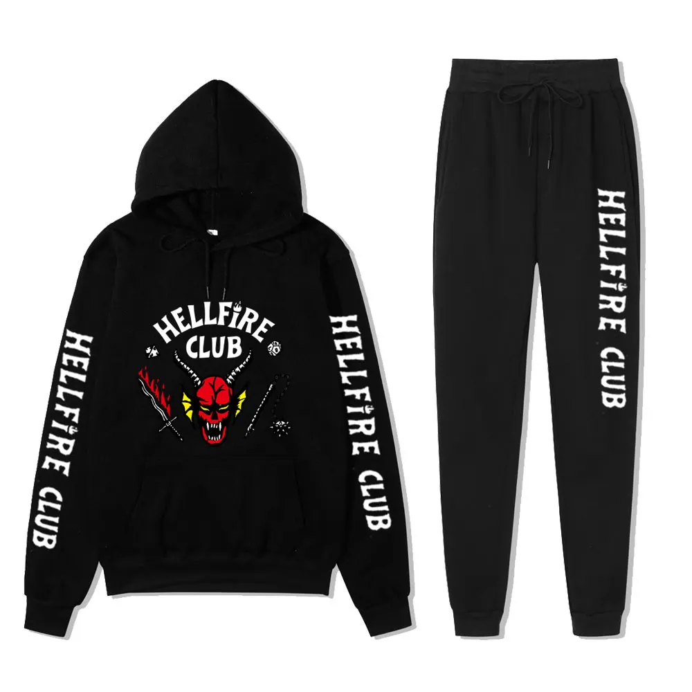 Men's woman Sets 2 Pieces Sets Hellfire Club Stranger Things Season 4 Tracksuit Autumn Winter Hooded Sweatshirt+Drawstring Pant
Men's woman Sets 2 Pieces Sets Hellfire Club Stranger Things Season 4 Tracksuit Autumn Winter Hooded Sweatshirt+Drawstring Pant