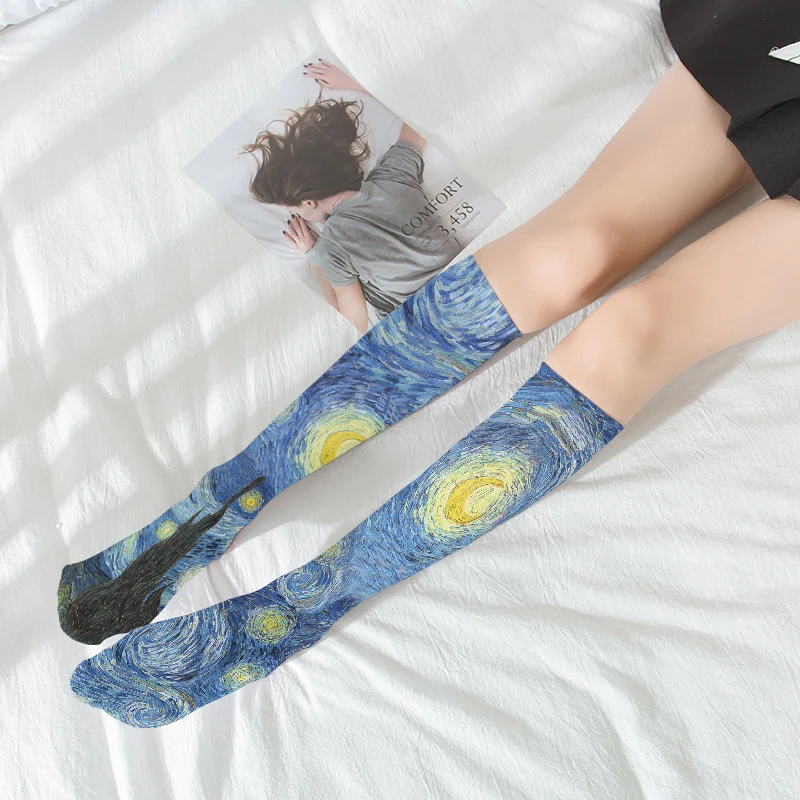 Fashion Trend Oil Painting Print Harajuku Knee Socks Summer Rose Small Calf Socks Vintage Wild High Tube Sweet Stockings Women
Fashion Trend Oil Painting Print Harajuku Knee Socks Summer Rose Small Calf Socks Vintage Wild High Tube Sweet Stockings Women