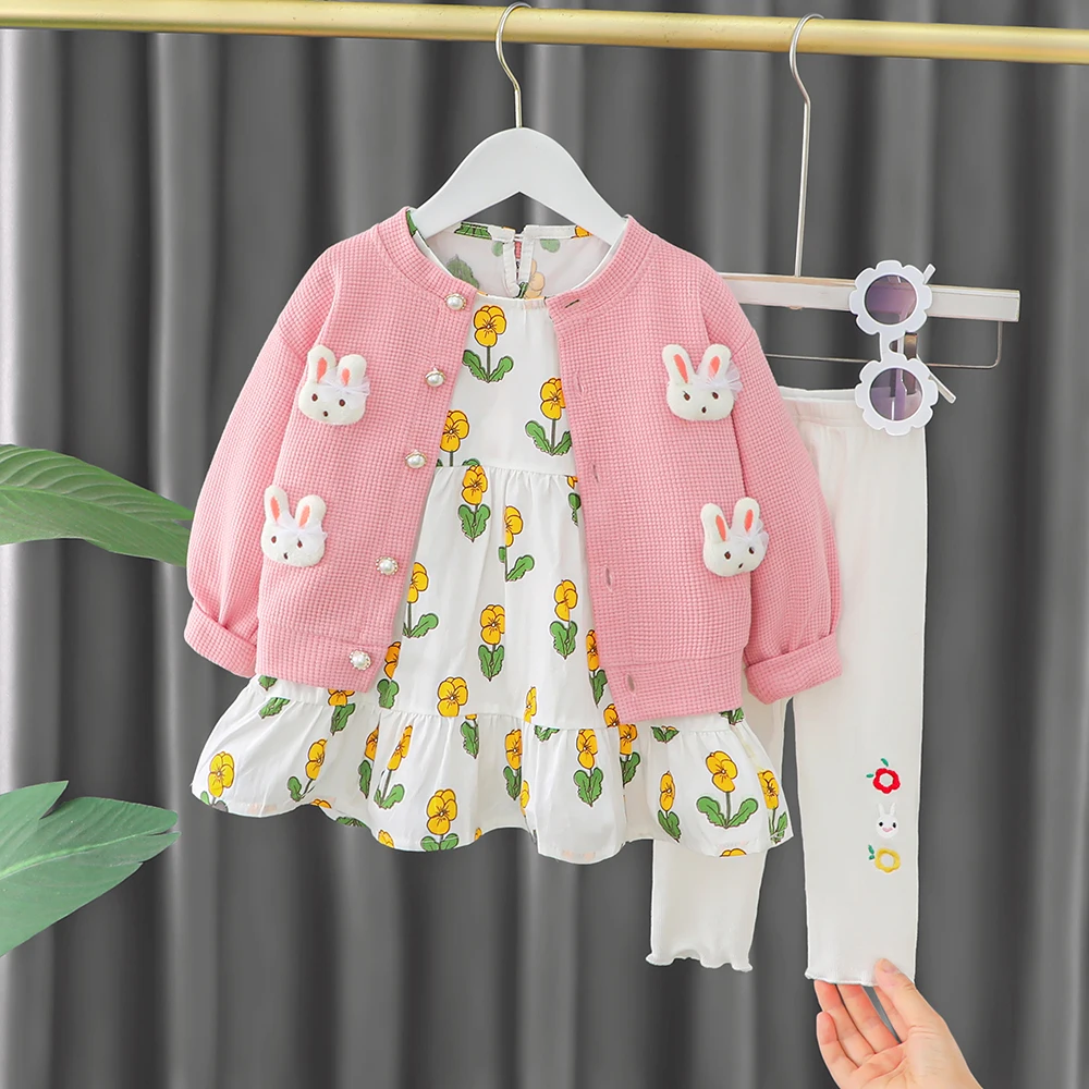 Baby Girl Clothes Suit 2022 Spring Autumn Flower Knitted Cardigan Coat Cotton Dress + Leggings Outwear Children Clothing Set
Baby Girl Clothes Suit 2022 Spring Autumn Flower Knitted Cardigan Coat Cotton Dress + Leggings Outwear Children Clothing Set