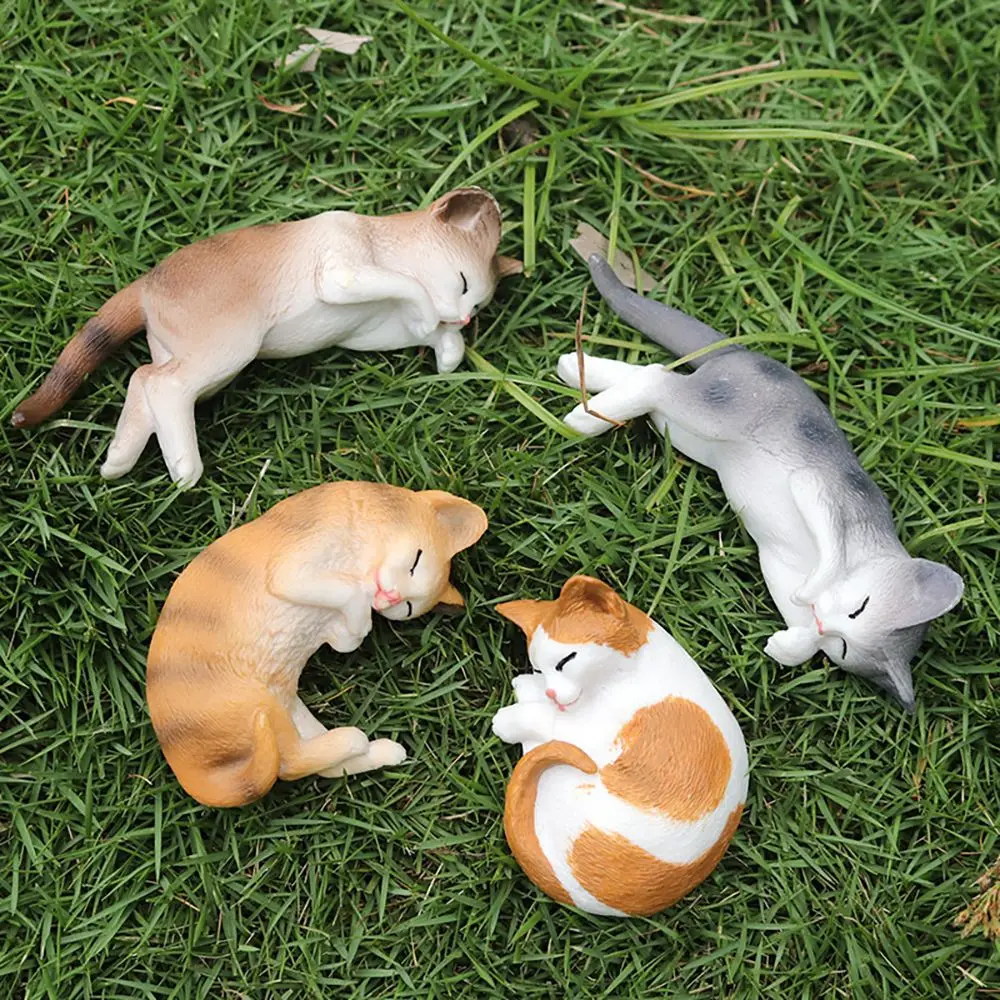 

Реалистичная модель кошек, фигурка спящего котенка, обучающая игрушка, микро-пейзаж, познавательность детей, Раннее Обучение, сказочный сад...