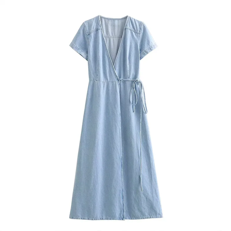 Elegant Chic Women's 2023 Summer Trend Cowboy Misty Double Lapel Dress V-Neck Split Tie Sexy Long Skirt
Elegant Chic Women's 2023 Summer Trend Cowboy Misty Double Lapel Dress V-Neck Split Tie Sexy Long Skirt