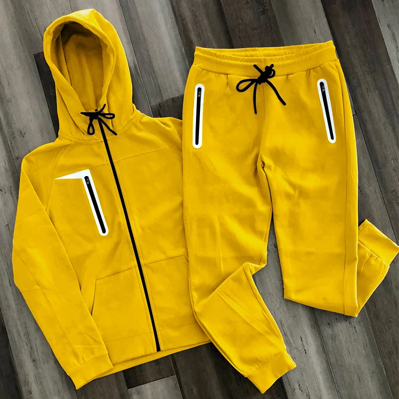 Casual Autumn Tracksuits Men Clothing Fashion Zip Hoodies Jackets Top & Pants Suits Man Solid Long Sleeve Two Piece Sets 2023
Casual Autumn Tracksuits Men Clothing Fashion Zip Hoodies Jackets Top & Pants Suits Man Solid Long Sleeve Two Piece Sets 2023