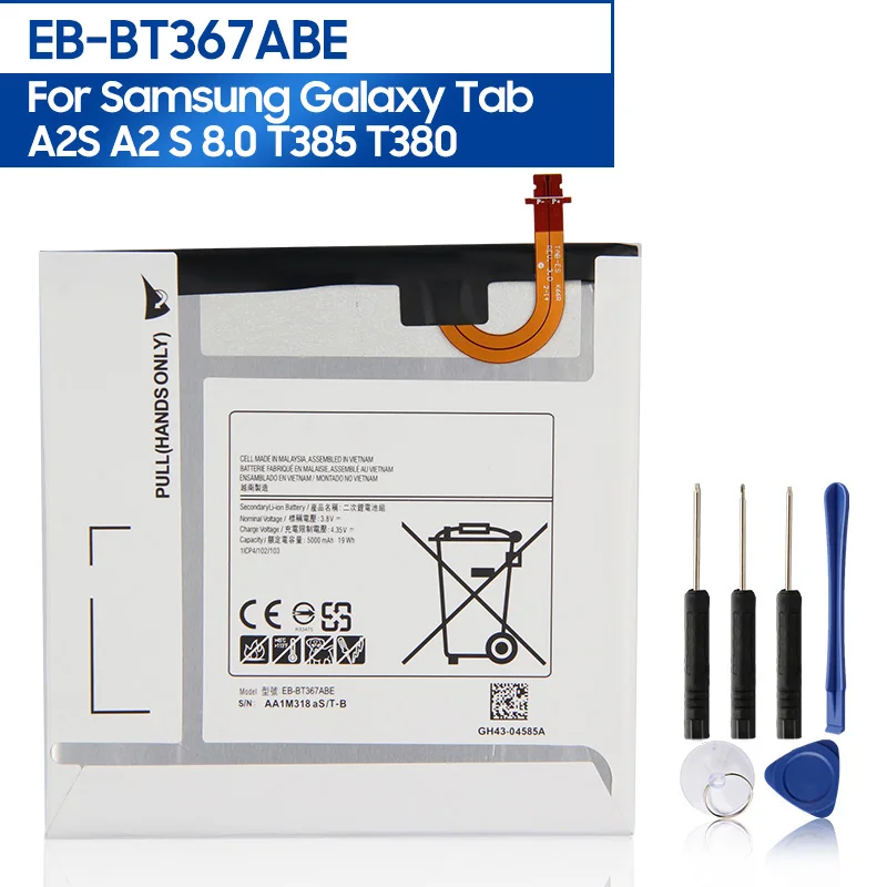 

Original Replacement Tablet Battery EB-BT367ABE For Samsung Galaxy Tab A2 S 8.0 T385 T380 2017 Version EB-BT367ABA 5000mAh