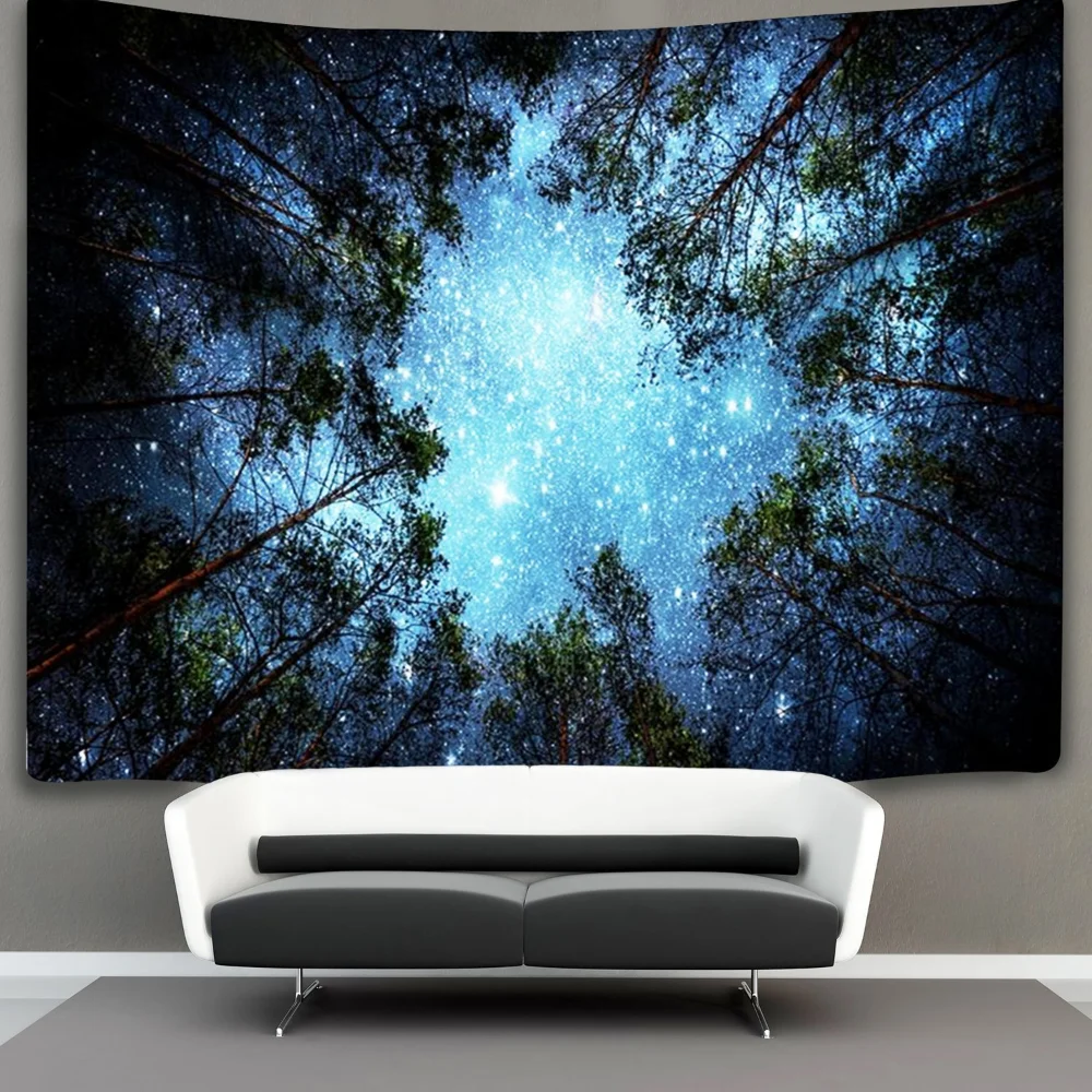 

Forest Starry Tapestry 3D Night Sky Wall Hanging Galaxy Trees Tapestries for Bedroom Living Room Dorm Decor Wall Blanket Cloth