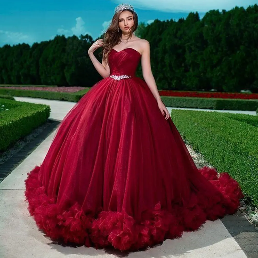 

Red Quinceanera Dresses 2024 Sweetheart Birthday Party Princess Sweet 16 Gown With Appliques Sequins Pageant Vestidos De 15 Años