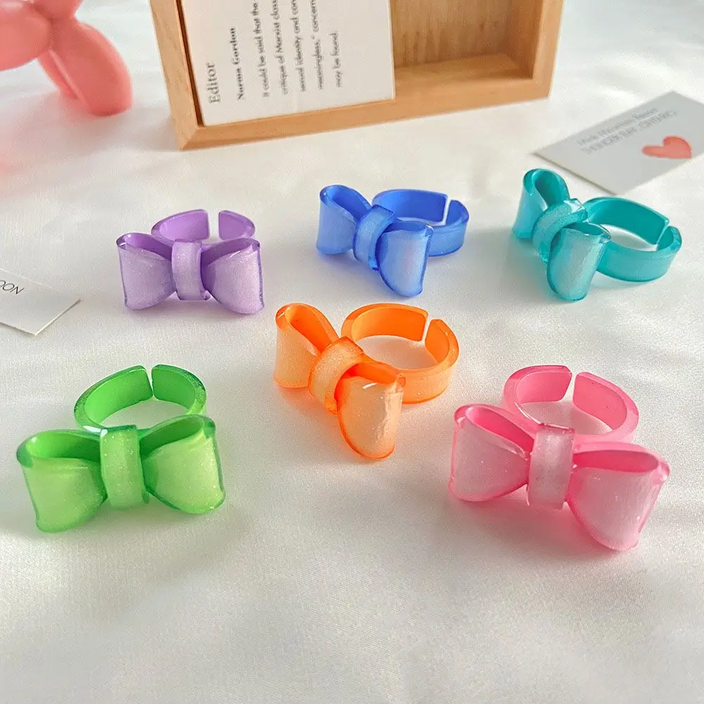 Korean Jelly Color Bow Resin Open Ring Female Simple Geometric Finger Ring
Korean Jelly Color Bow Resin Open Ring Female Simple Geometric Finger Ring