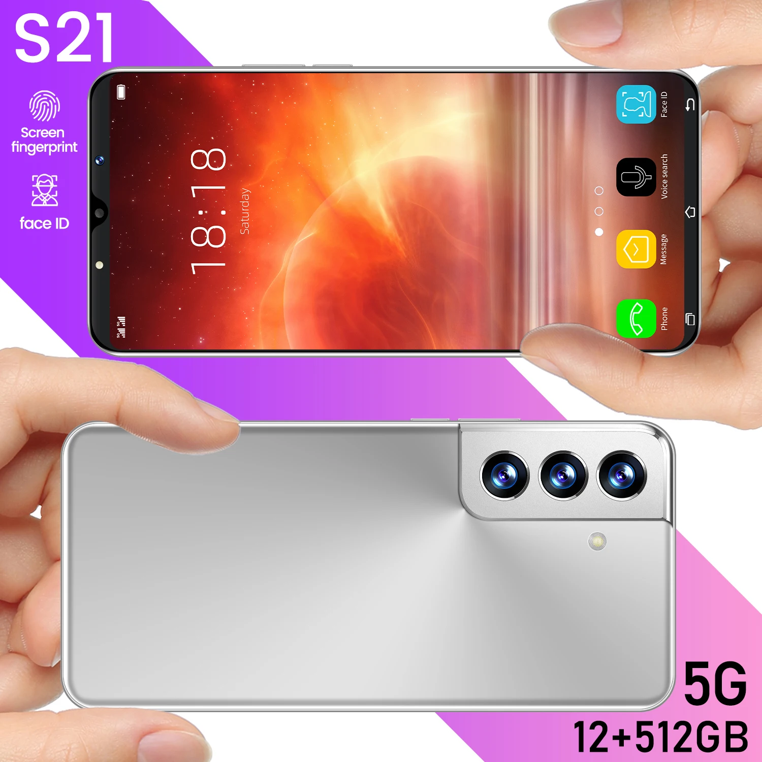 

Смартфон S21 Ultra 16G 512 ГБ, двойная Sim-карта, телефон с камерами 48 МП, телефон с аккумулятором 6800 мАч, умный телефон