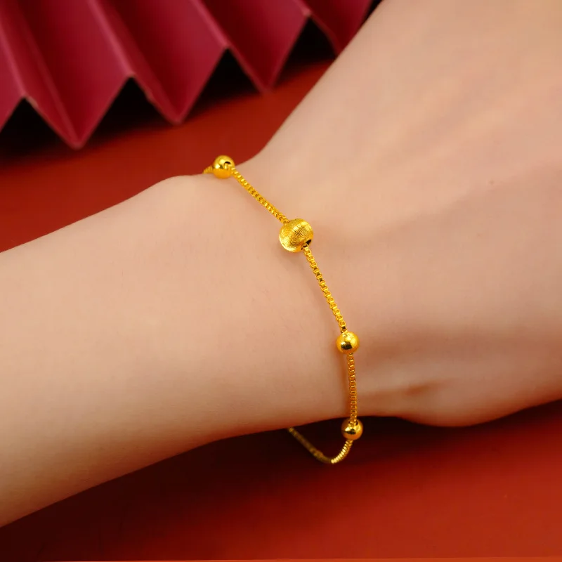 Simple 3D beads 24K Gold Jewelry Do not fade washable tiny Chain Bracelets for Women wedding Party Birthday Gifts wholesale
Simple 3D beads 24K Gold Jewelry Do not fade washable tiny Chain Bracelets for Women wedding Party Birthday Gifts wholesale