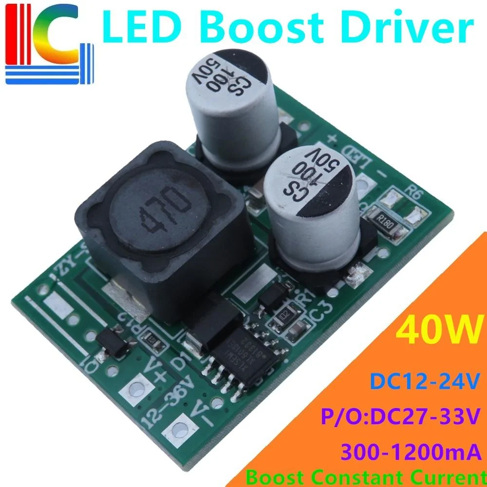 

10W 20W 30W 40W Led Driver 300MA 450MA 600MA 700mA 900mA 1200mA PWM Power Supply DC12V 24V Boost Constant Current Transformer