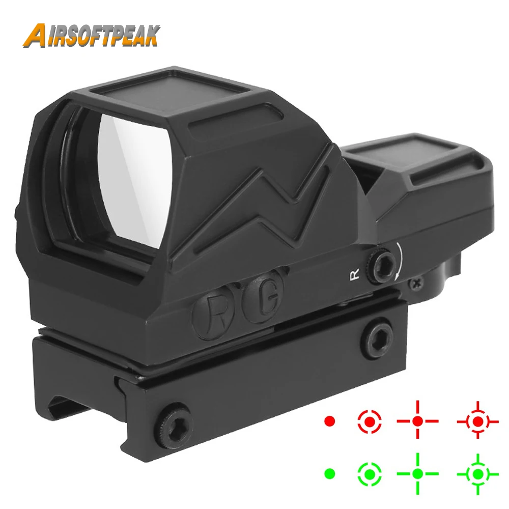 

Тактический прицел с красной точкой, прицел с 4 Сетками, красно-зеленый прицел с подсветкой, оптический прицел для страйкбола, охотничий оптический прицел для рельсового крепления 20 мм