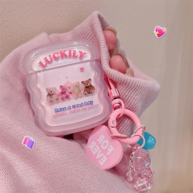 Korea Cute Lucky Bear Clear Pink Earphone Case For Airpods 1 2 Pro Love Heart Pendant Keychain Soft Cover For Airpods 3 Coque
Korea Cute Lucky Bear Clear Pink Earphone Case For Airpods 1 2 Pro Love Heart Pendant Keychain Soft Cover For Airpods 3 Coque