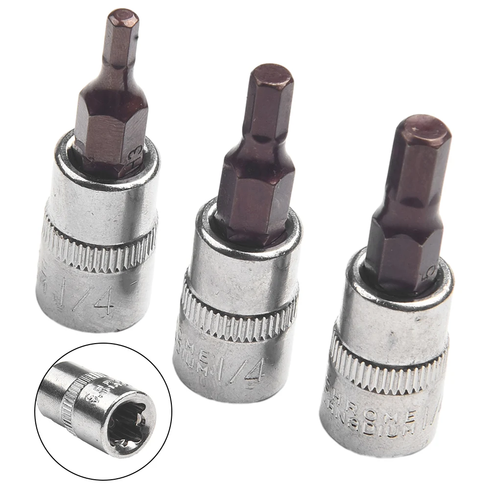 Drive Socket Screwdriver Bit Replacement Accessories Silver 1/4 Inch 3Pcs Chrome Vanadium Steel H3 H6 H7 Durable
Drive Socket Screwdriver Bit Replacement Accessories Silver 1/4 Inch 3Pcs Chrome Vanadium Steel H3 H6 H7 Durable