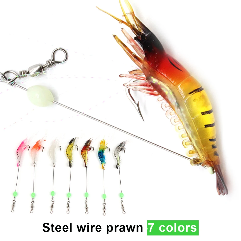 7pcs 8cm 5g Luminous Fake Shrimp bait Soft Silicone Artificial Bait with Bead Swivels hook for fishing Sabiki Rig Fishing Tackle
7pcs 8cm 5g Luminous Fake Shrimp bait Soft Silicone Artificial Bait with Bead Swivels hook for fishing Sabiki Rig Fishing Tackle