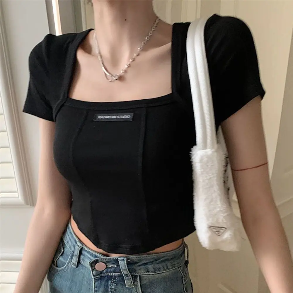 Gray Fishbone Sleeve Positive Shoulder T-Shirt Female Pure Desire High Waist Irregular Slim Spice Girl Square Neck Short T
Gray Fishbone Sleeve Positive Shoulder T-Shirt Female Pure Desire High Waist Irregular Slim Spice Girl Square Neck Short T